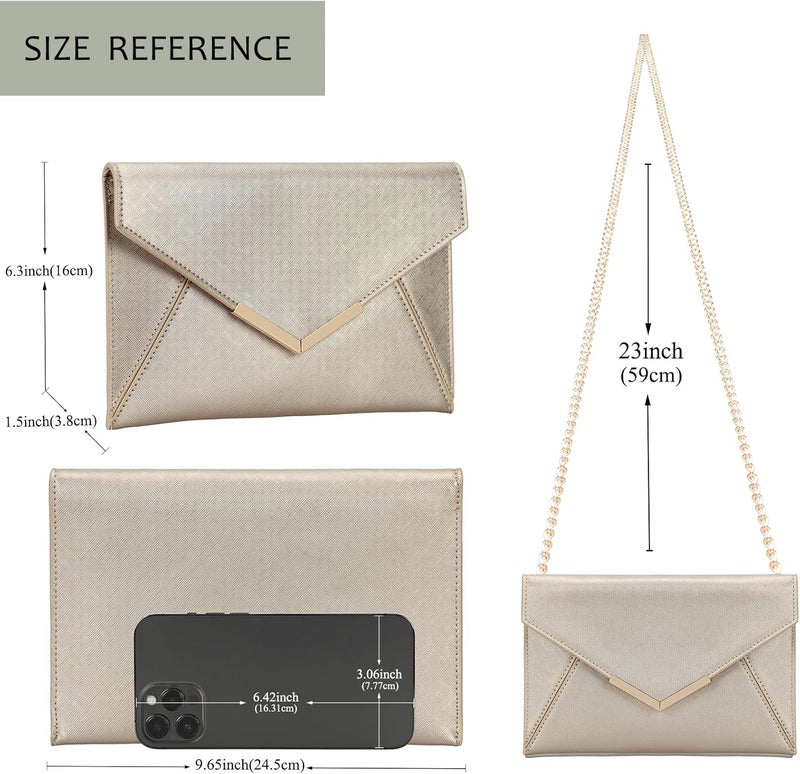 DEXMAY DM Dexmay Women Envelope Clutch Handbag Medium Saffiano Leather Foldover Clutch Purse - Image 3